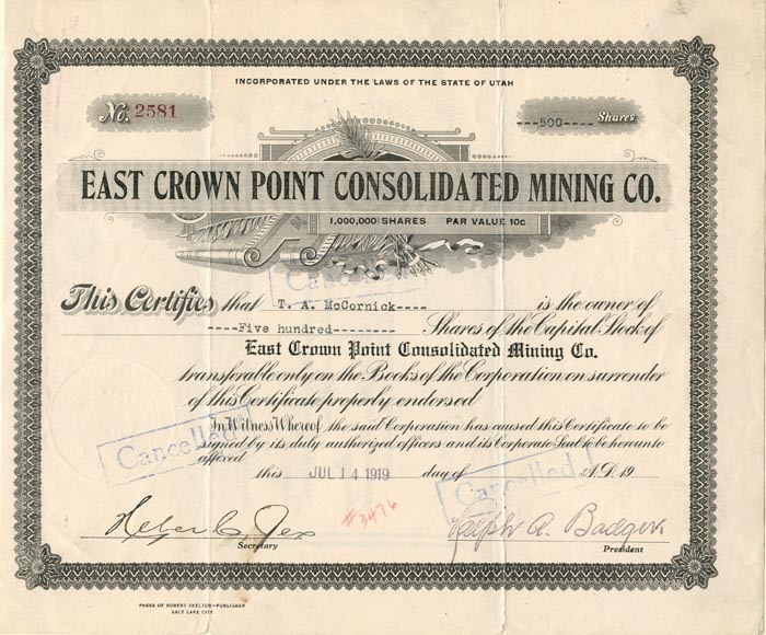 East Crown Point Consolidated Mining Co.